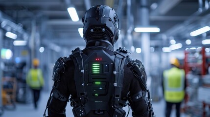 Poster - Engineers testing exoskeleton technology for industrial applications