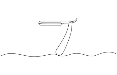 Aufkleber - Continuous line drawing of razor.one line drawing of razor icon for hairdressing sign, Vintage barber razor isolated on a white background. Barbershop concept. 