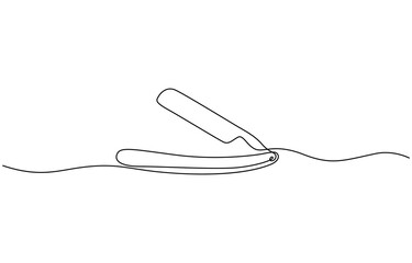 Aufkleber - Continuous line drawing of razor.one line drawing of razor icon for hairdressing sign, Vintage barber razor isolated on a white background. Barbershop concept. 