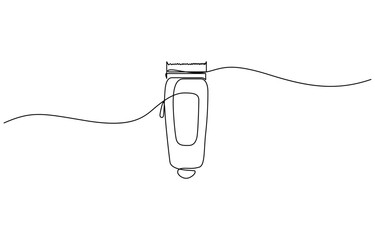 Aufkleber - Electric hair clipper one line continuous drawing. Barber shop and hairdresser tools, Continuous one line hair clipper. Vintage hair clipper isolated on a white background.