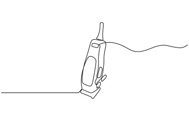 Aufkleber - Electric hair clipper one line continuous drawing. Barber shop and hairdresser tools, Continuous one line hair clipper. Vintage hair clipper isolated on a white background.