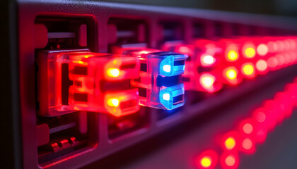 Poster - Close-up of illuminated computer ports