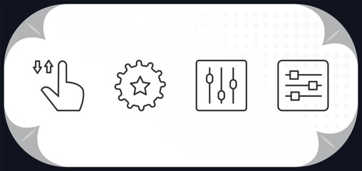 Poster - outline icons set - web concept. tab, favorite up, slider, sliders.