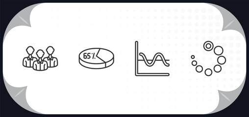 Poster - outline icons set - user interface concept. humans, percentage chart, sine wave, loading process.