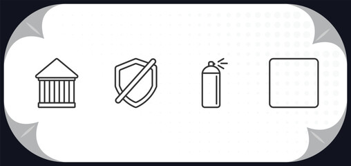 Poster - outline icons set - user interface concept. hall, no protection, spray paint, rounded corners square.