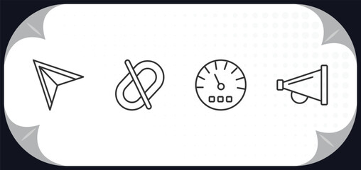Poster - outline icons set - user interface concept. direct selection, disconnect, indicators, amplified speaker.