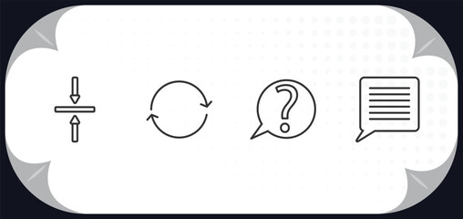 Poster - outline icons set - user interface concept. vertical align, update arrows, question button, text in.