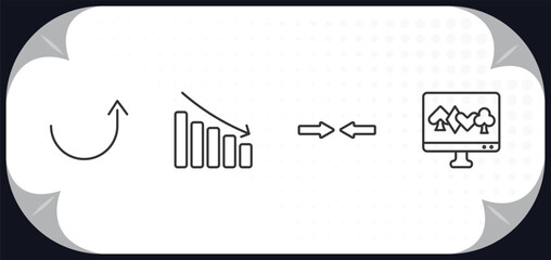 Poster - outline icons set - user interface concept. semicircular up arrow, reduce, turn, online gambling.