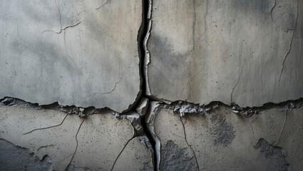 Poster - Close-up of a cracked wall. The cracked surface needs to be repaired.