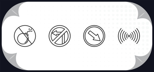 Poster - outline icons set - traffic signs concept. no bombs, no turn right, keep right, .