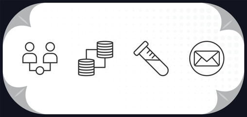 Poster - outline icons set - strategy concept. partner, data, sample, email.