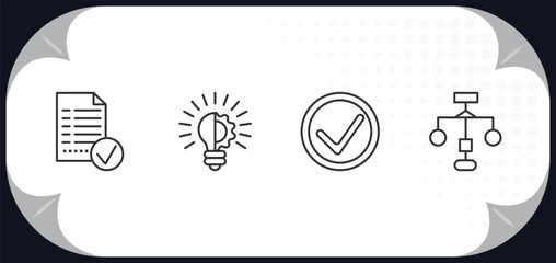 Poster - outline icons set - success concept. project, innovation, success, flowchart.