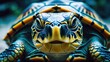 © VRVisionary - Close-up shot of a turtle's face appearing to smile for the camera.