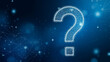 © PhotoArtHub - Glowing large question mark, polygonal style, on dark-blue bokeh background, symbolizing inquiry, uncertainty, or problem-solving