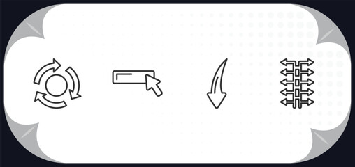 Poster - outline icons set - orientation concept. cycle, type, downward, ten.