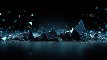 Poster - Shattered mirror effect with sharp reflective shards floating