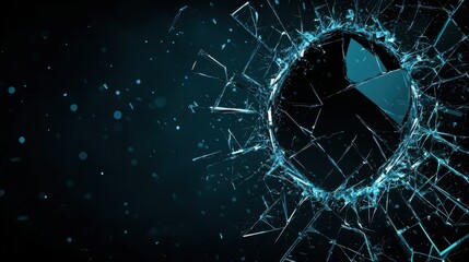 Poster - Shattered mirror effect with sharp reflective shards floating
