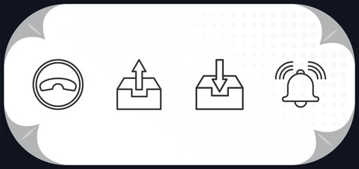 Poster - outline icons set - message concept. end call, outbox, inbox, ringtone.