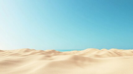 Aufkleber - vast sandy beach with gentle dunes and a clear blue sky invites relaxation and tranquility