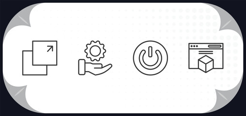 Poster - outline icons set - marketing concept. pop up, service, on, web package.