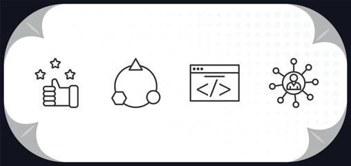 Poster - outline icons set - marketing concept. appreciation, diversify, webcode, affiliate.