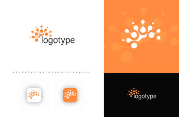 Aufkleber - Brain symbol in fusion dots style symbolizing science, tech, innovation. Represents digital networks, biotech, data analysis. Perfect for tech, research labs, medical firms. Modern vector logo