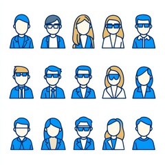Poster - A diverse group of stylized avatars in business attire and casual wear, perfect for representing online profiles.