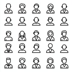Aufkleber - Diverse User Profile Icons: A Set of Outline Representations for Social Media and Web Applications