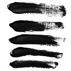 Poster - Elegant Black Paint Strokes on a Clean White Canvas, Illustrating a Brushstroke Texture and Artistic Expression