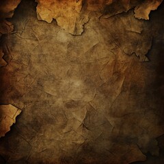 Poster - Weathered Parchment: Ancient Texture with Torn Edges and Rich Brown Tones for Backgrounds and Creative Designs.