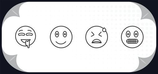 Poster - outline icons set - emoji concept. drool emoji, emoji desperate nervous