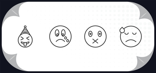 Poster - outline icons set - emoji concept. crazy emoji, cry emoji, muted dissapointment