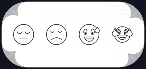 Poster - outline icons set - emoji concept. tired emoji, disappointed emoji, sweating shy