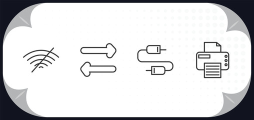 Poster - outline icons set - electrian connections concept. no, switch, wires, print.