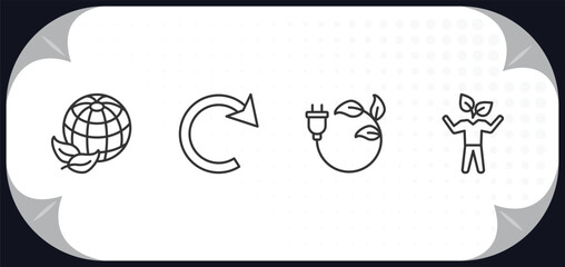 Poster - outline icons set - ecology concept. ecology, reload, eco plug, eco volunteer.