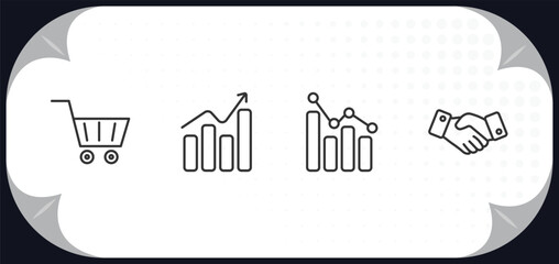 Poster - outline icons set - digital economy concept. market, growth, analytics, deal.