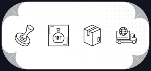 Poster - outline icons set - delivery and logistic concept. stamp, weight limit, box, logistic.