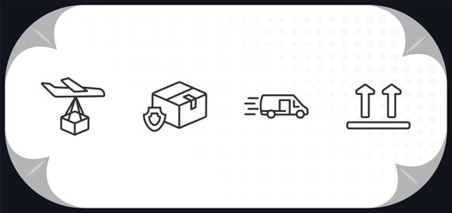 Aufkleber - outline icons set - delivery and logistic concept. delivery by plane, logistic protection, delivery 