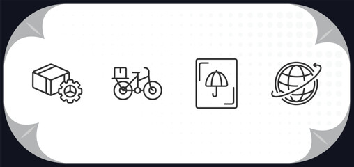 Aufkleber - outline icons set - delivery and logistic concept. delivery tings, delivery by bike, logistic umbrel