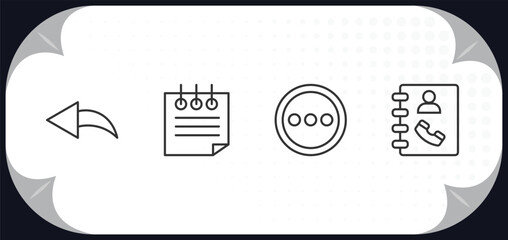 Poster - outline icons set - content concept. reply, note, other, phone book.