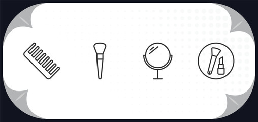 Poster - outline icons set - beauty concept. comb, makeup brush, makeup mirror, women makeup.