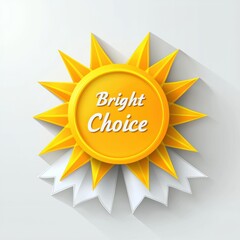 Wall Mural - bright choice yellow sun badge with radiant sun rays design for promotions and advertisements