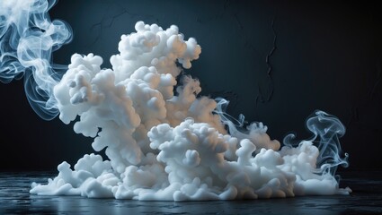 Poster - Black background featuring abstract white smoke.