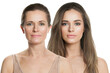 © millaf (Nemchinova) - Cute women on white background. Young and mature adult female model. Facial treatment, cosmetology, medicine, surgery and rejuvenation concept