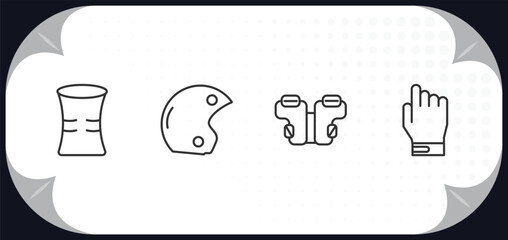 Poster - outline icons set - american football concept. gaiters, helmet, padded shirt, glove for.