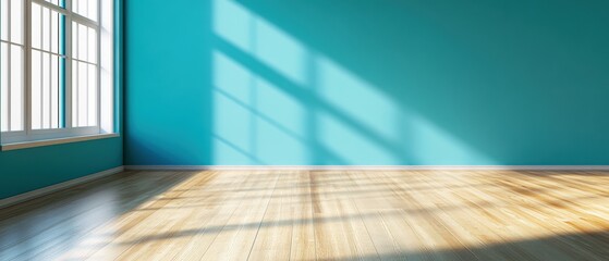 Poster - Room featuring a blue wall captured to highlight the color and design details in an interior space environment