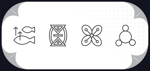 Poster - outline icons set - zodiac concept. abundance, time changes, affluence, silver.