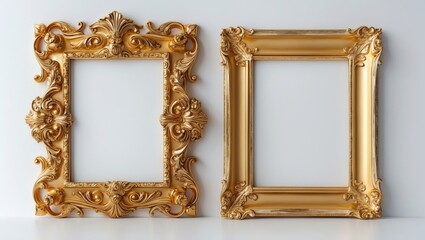 Poster - Gold Picture Frame set against a white backdrop