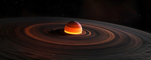 Wall Mural - A glowing exoplanet orbiting a red dwarf star