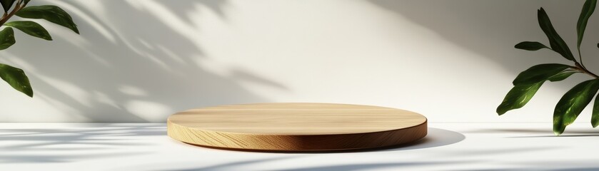 Poster - Rustic wooden plate resting on a table creating a charming and natural atmosphere in a cozy setting
